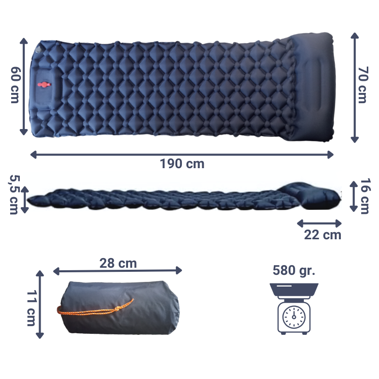 Matelas gonflable compact avec pompe intégrée